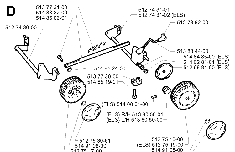 Wheel And Depth Stake Assembly 3 Diagram and Parts List for 43EL ROYAL Husqvarna Lawn Mower