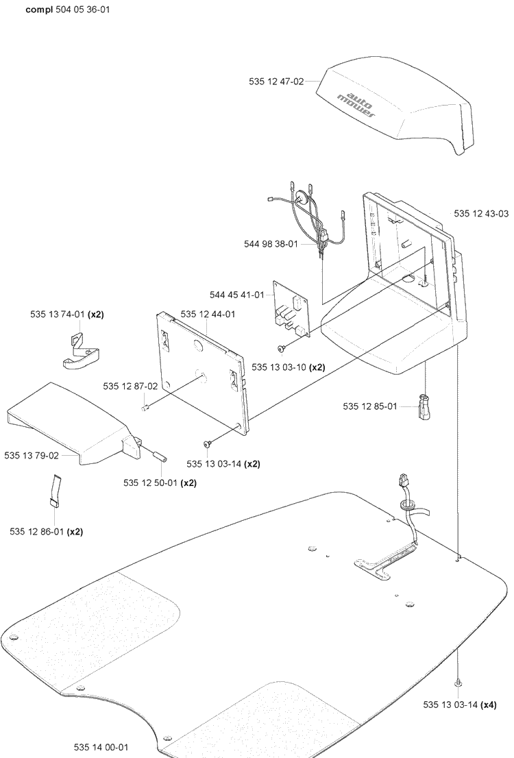 Charging Station Diagram and Parts List for 220AC 2007-05 Husqvarna Lawn Mower