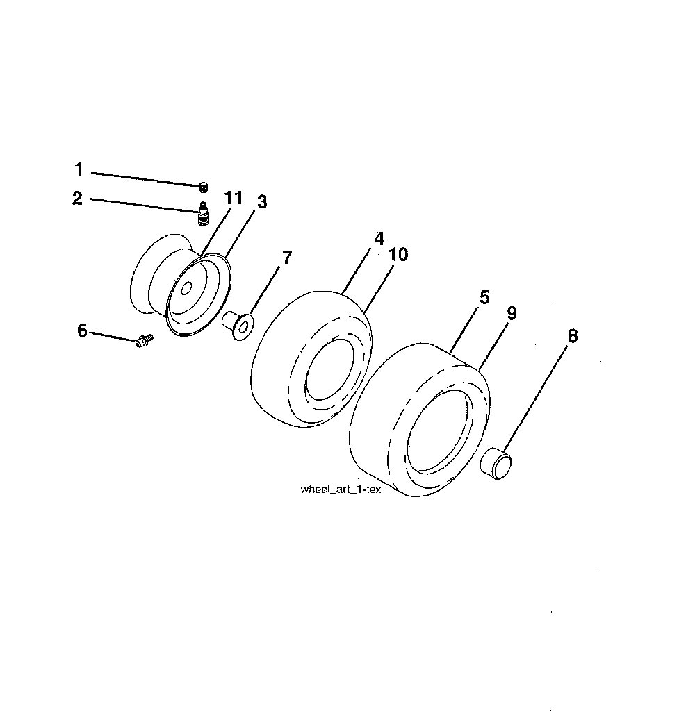 Wheels & tires Diagram and Parts List for LGT48DXL-96043026000  Husqvarna Lawn Tractor