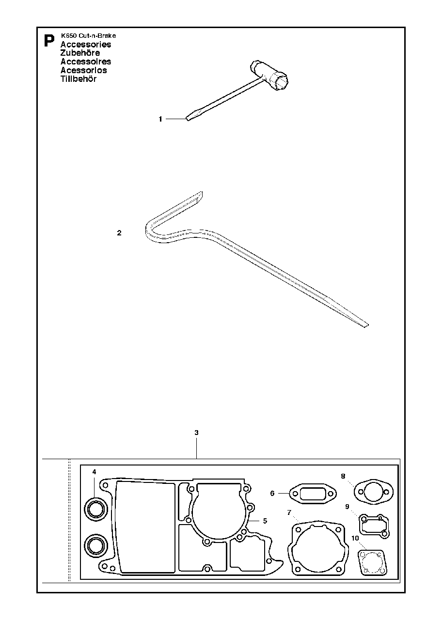 Accessories Diagram and Parts List for K650CUT-N-BREAK 2007-01 Husqvarna Circular Saw