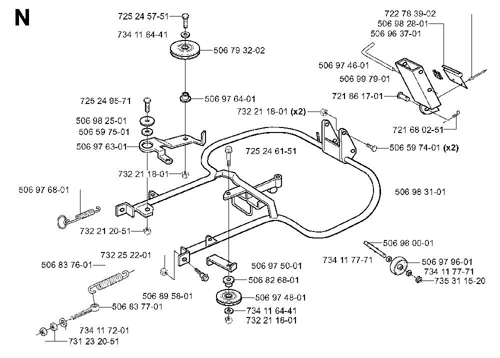 Frame Diagram and Parts List for RIDER13BIOCLIP (953520901)(2003-11) Husqvarna Lawn Tractor