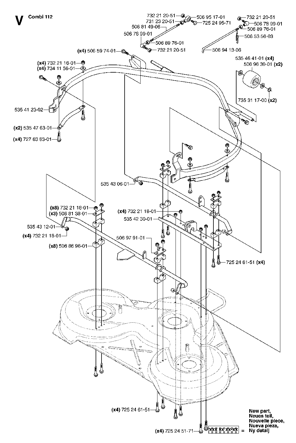 44/112cm Cutting Deck Diagram and Parts List for RIDERPRO18AWD (953536601)(2005-03) Husqvarna Lawn Tractor