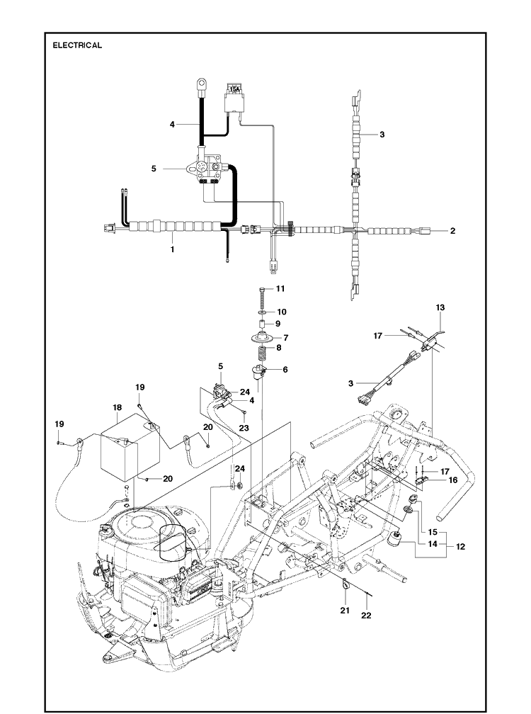 Electrical Diagram and Parts List for R112C (967178402)(2021-01) Husqvarna Lawn Mower