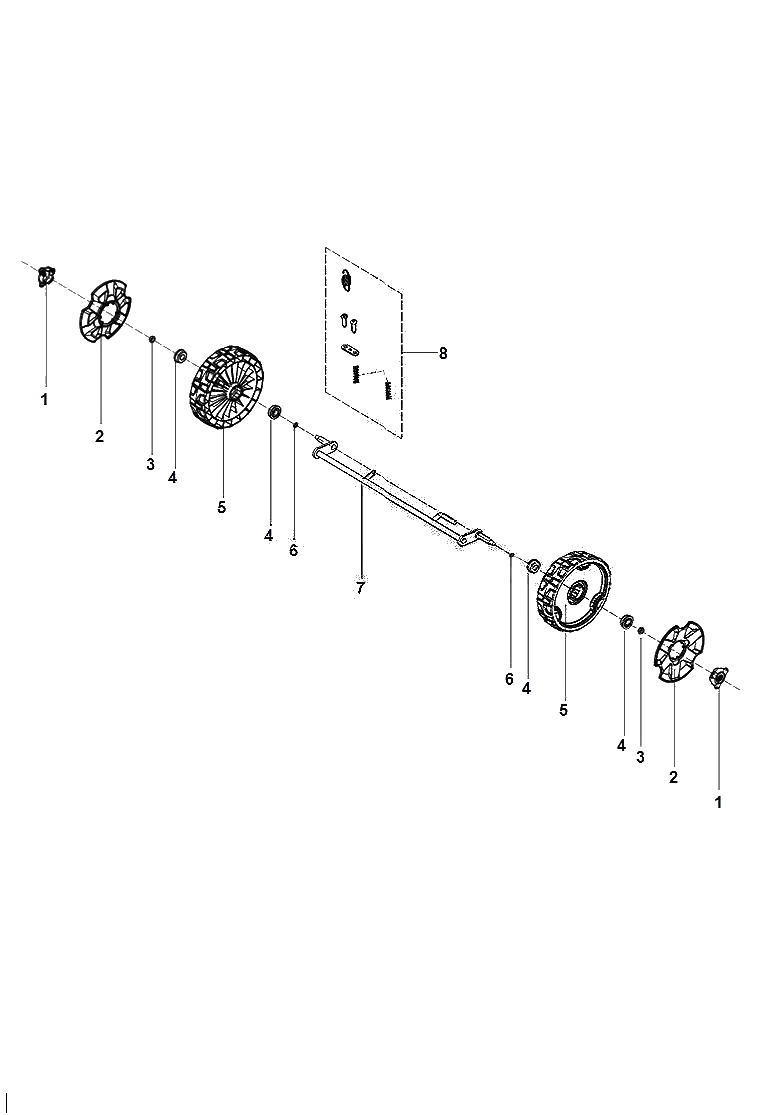 Wheels And Tires Diagram and Parts List for S138I 967922202 Husqvarna Dethatcher