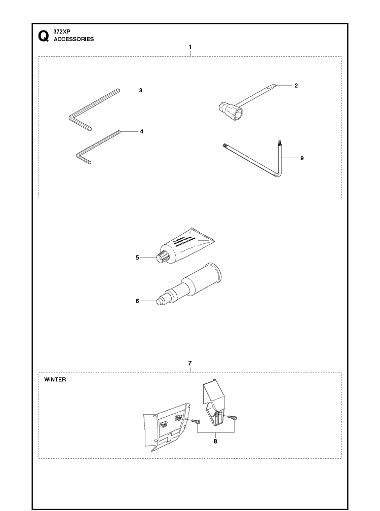 Accessories 2 Diagram and Parts List for 372XP XPG Husqvarna Chainsaw
