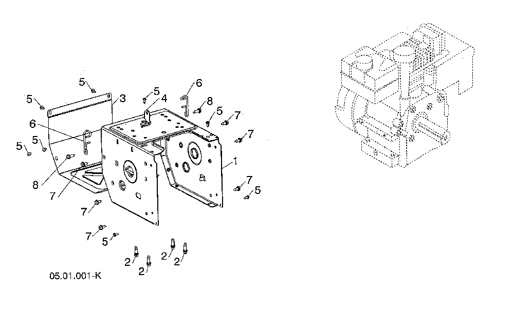 Engine/frame Diagram and Parts List for 96193010106  Husqvarna Snow Blower