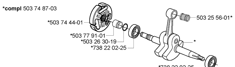 Crankshaft Diagram and Parts List for 365EPA 2005-05 Husqvarna Chainsaw