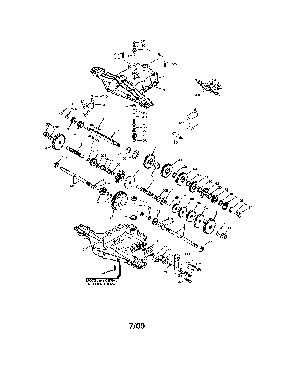 Transaxle Diagram and Parts List for 917280022  Husqvarna Lawn Tractor