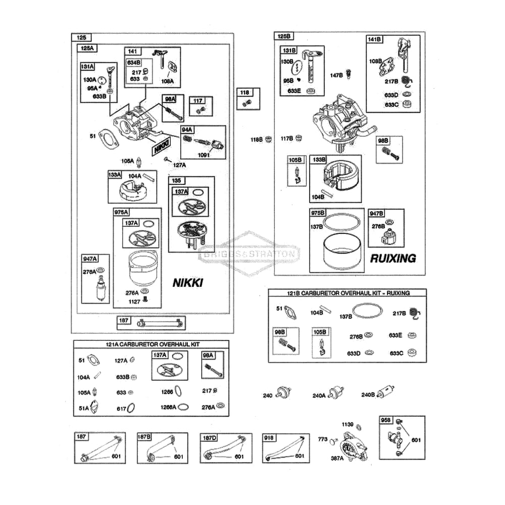 Engine >> Carburetor/Fuel Supply Diagram and Parts List for YTH18542-96045006000  Husqvarna Lawn Tractor