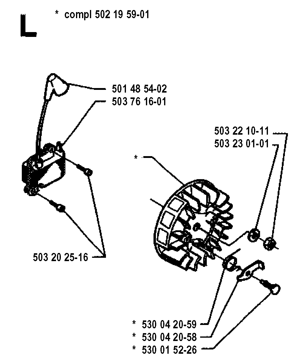 Ignition System Diagram and Parts List for 225RD 19942300001 - 19951000000 Husqvarna Trimmer