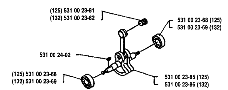 Crankshaft Diagram and Parts List for 125RB 1993-01 Husqvarna Brush Cutter