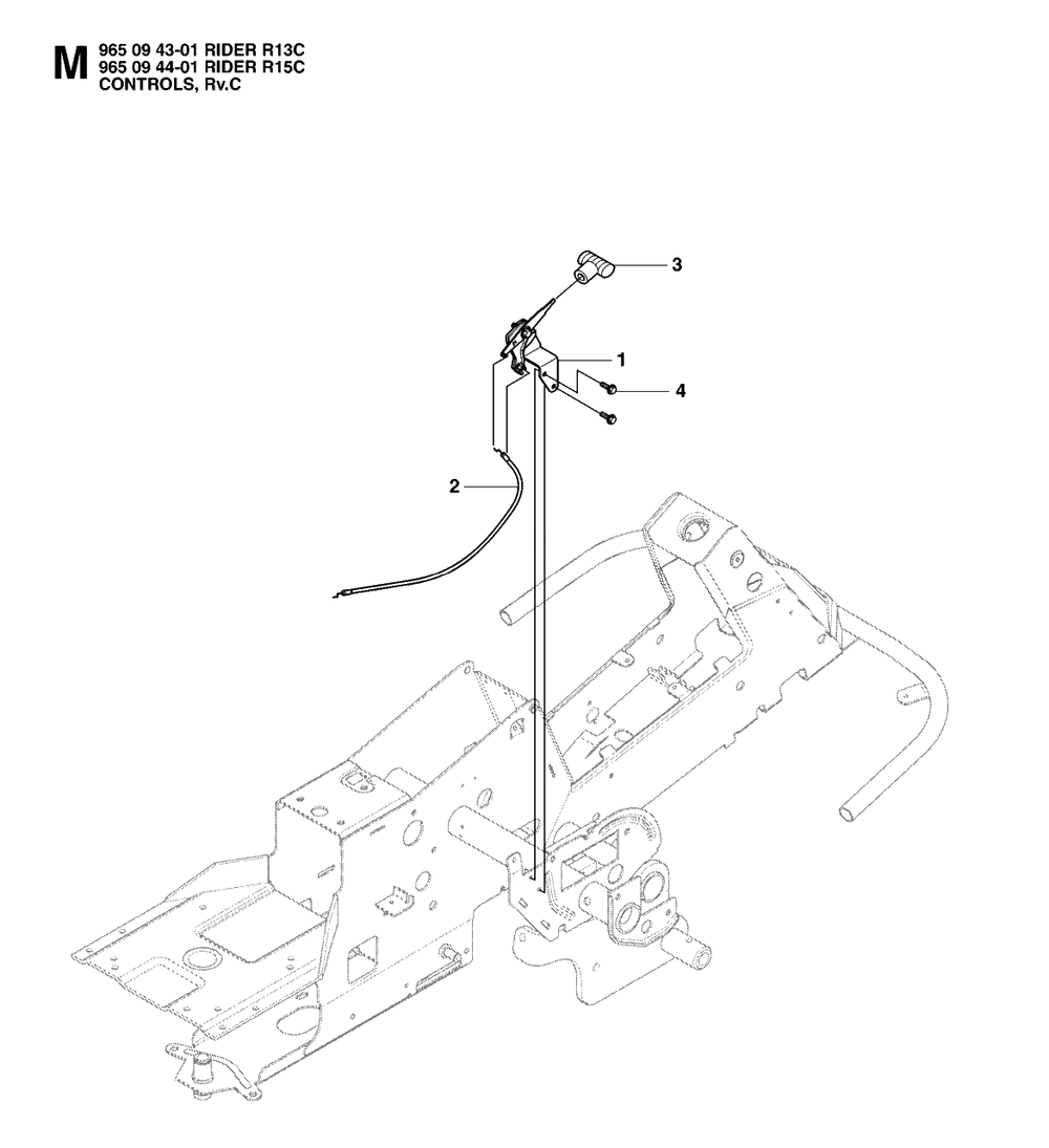 Controls Diagram and Parts List for R15C (965094401)(2007-01) Husqvarna Lawn Tractor