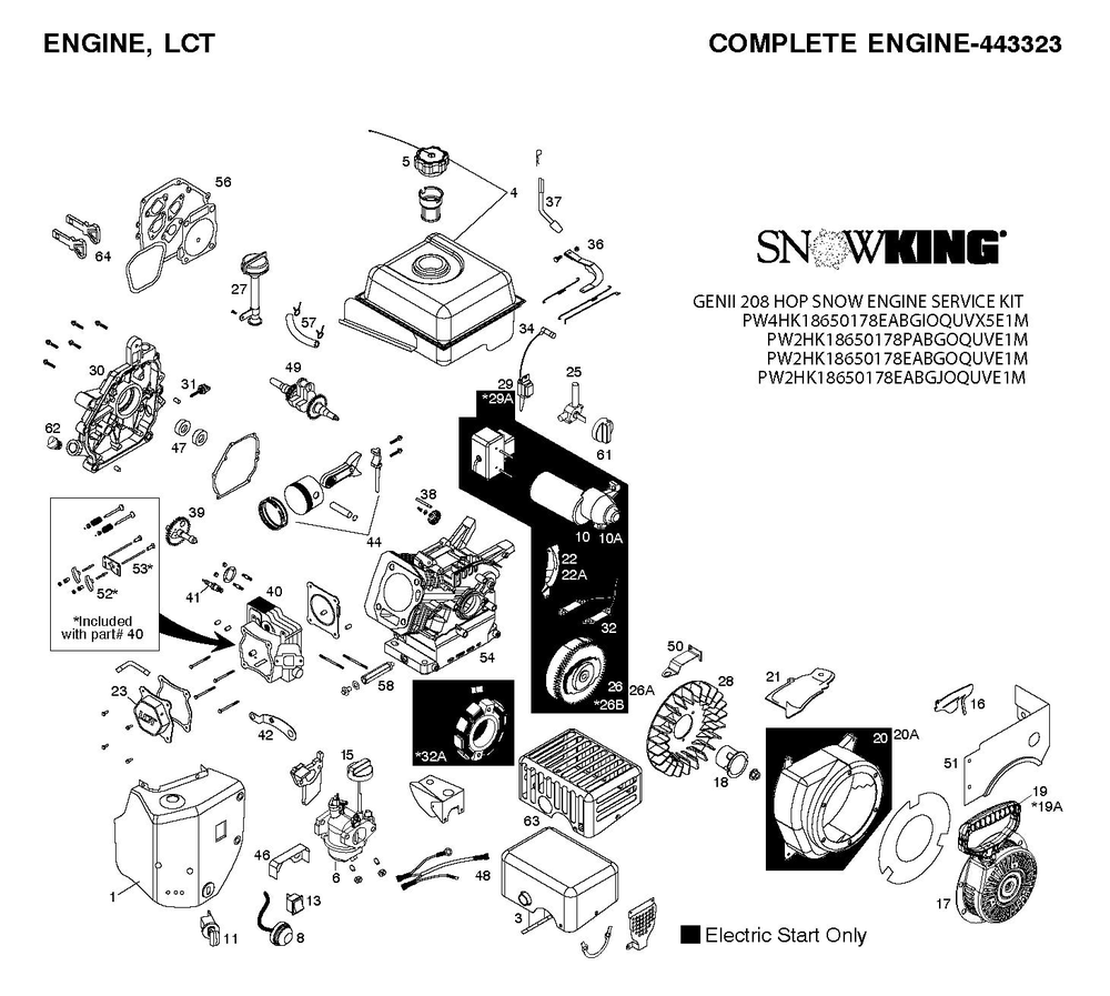 Engine Diagram and Parts List for PW4HK18650178E  Husqvarna Engine