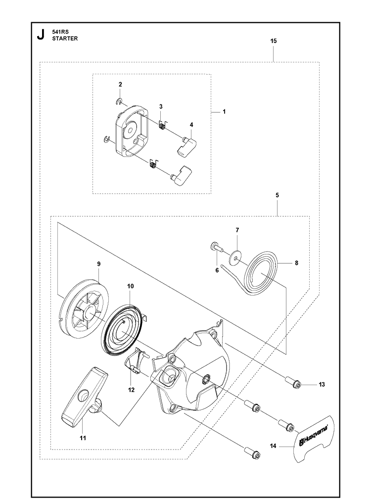 Starter Diagram and Parts List for 541RS  Husqvarna Brush Cutter