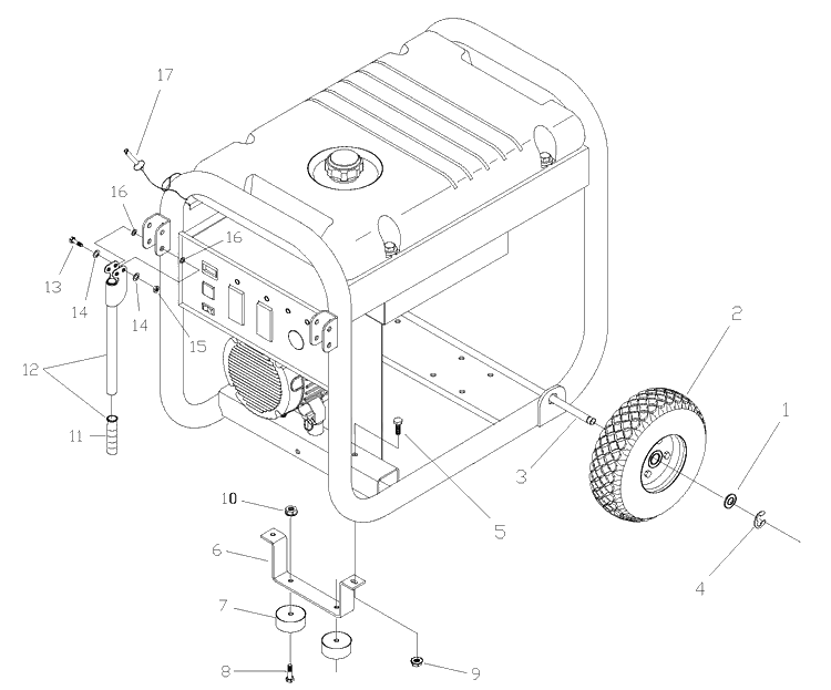 Wheel Kit Diagram and Parts List for 1365GN 2003-07 Husqvarna Generator