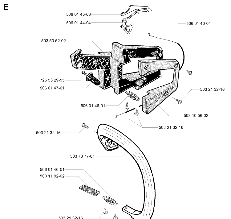 Handle Diagram and Parts List for 49 19960100001-19981800000 Husqvarna Chainsaw