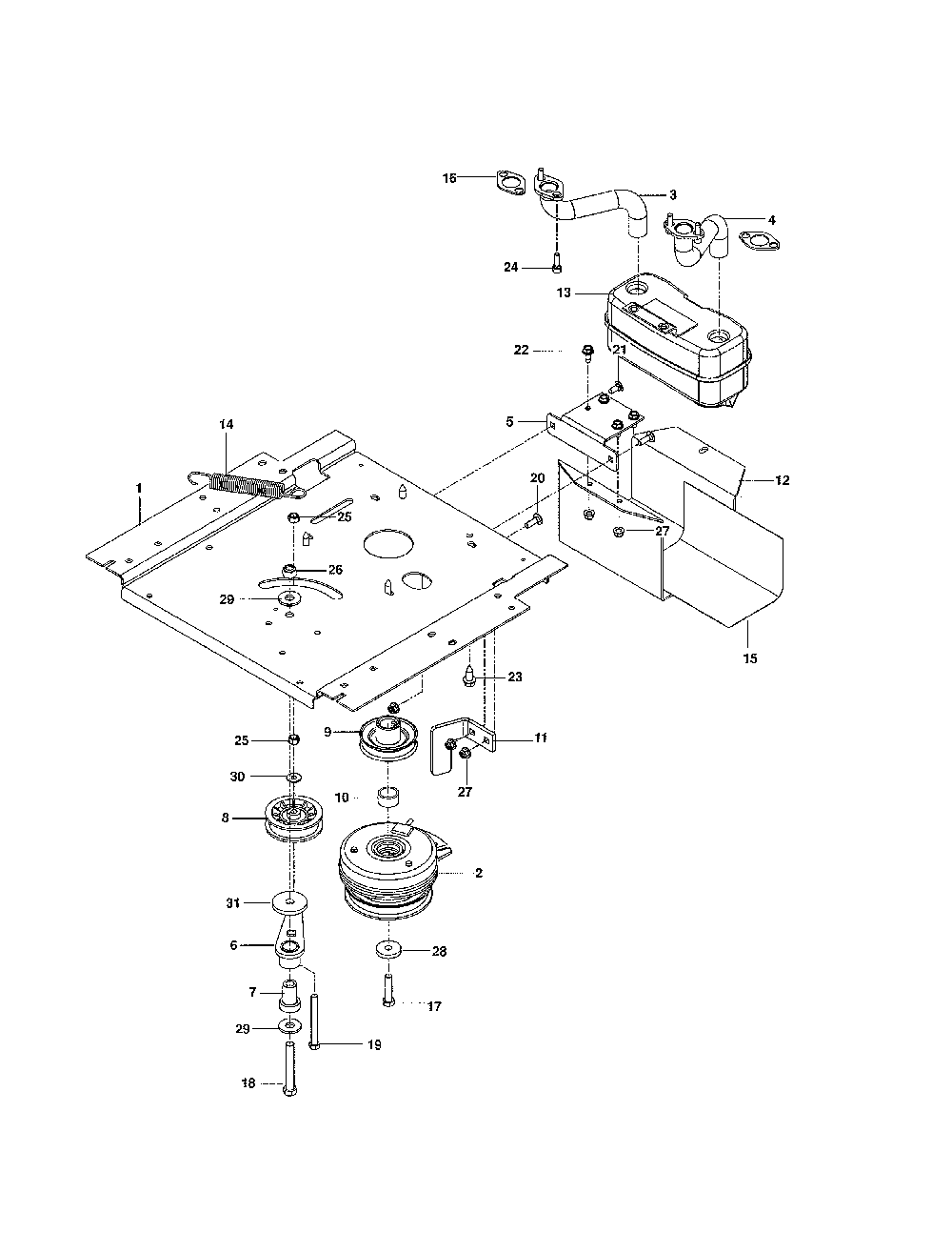 Engine plate Diagram and Parts List for 967323903-00  Husqvarna Lawn Mower