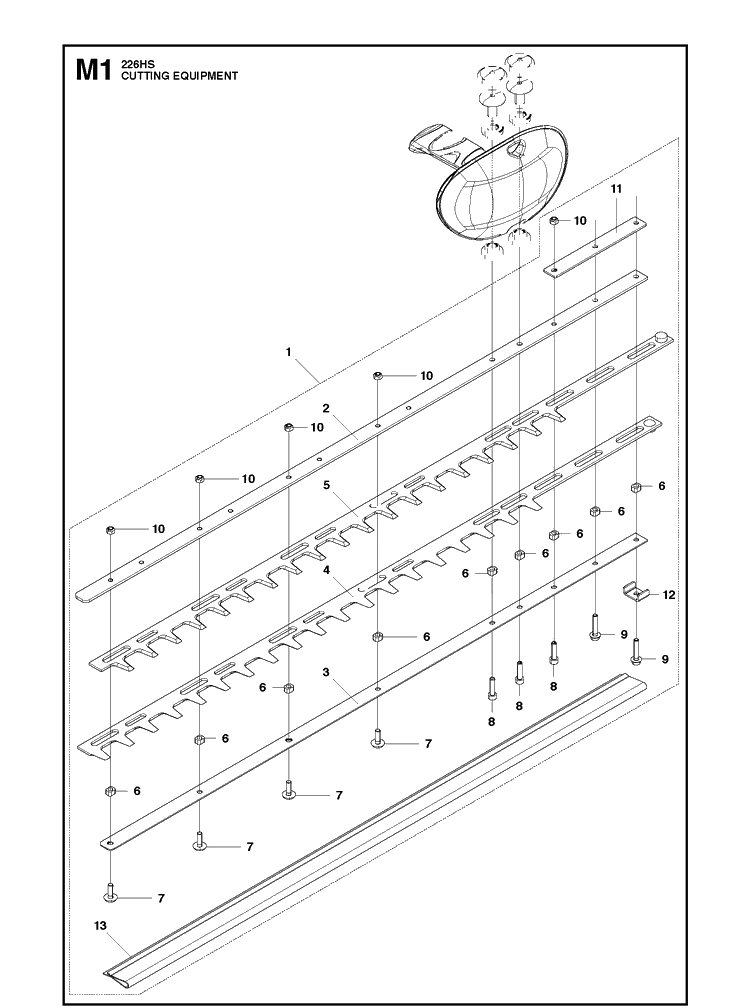 Cutting Equipment Diagram and Parts List for 226HS75S 20130500001-20153599999 Husqvarna Hedge Trimmer