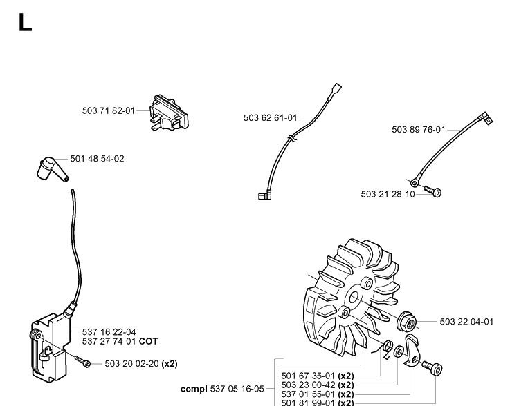 Ignition System 2 Diagram and Parts List for 365 20051800001-20070900000 Husqvarna Chainsaw