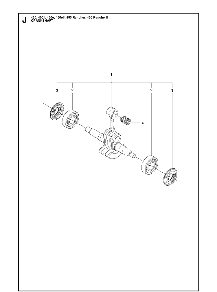 Crankshaft Diagram and Parts List for 450 450II-450E-450EII-450 RANCHER-450 RANCHERII Husqvarna Chainsaw