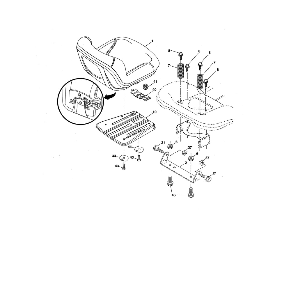 Seat Diagram and Parts List for 96045005500  Husqvarna Lawn Tractor