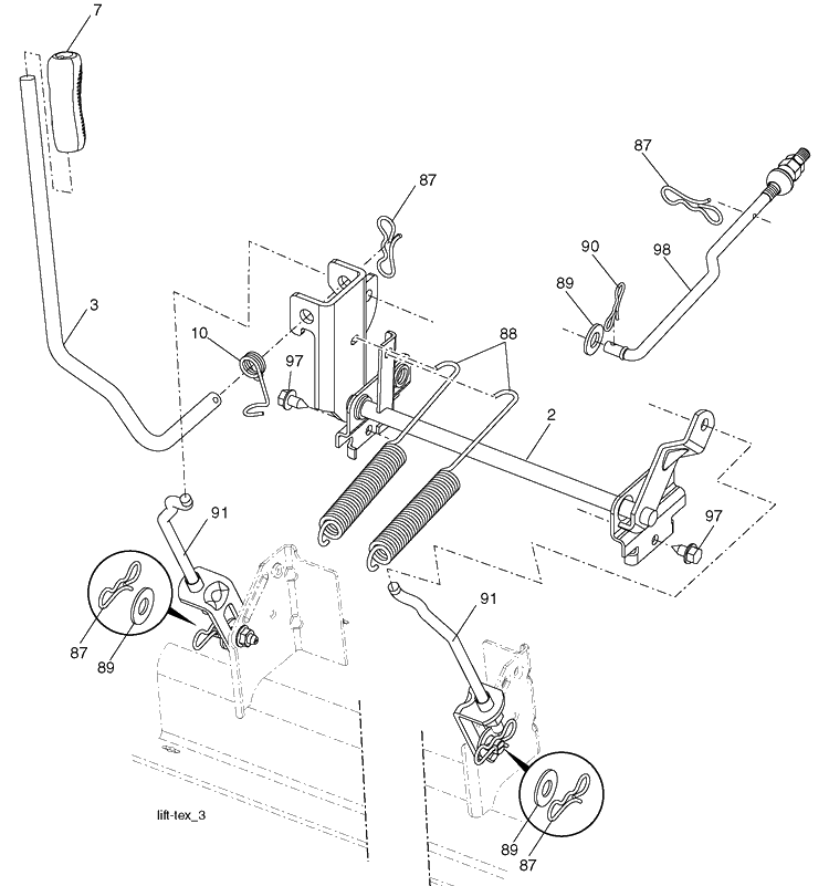 Mower Lift Diagram and Parts List for YTH2348 (917289570)(2010-04) Husqvarna Lawn Mower