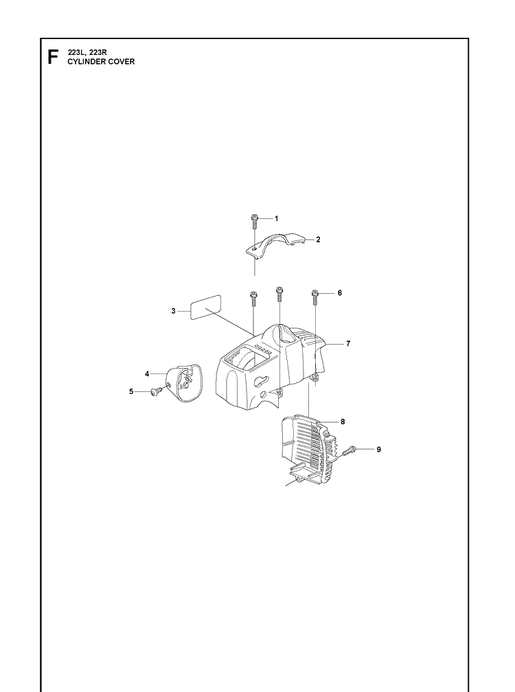 Cylinder Cover Diagram and Parts List for 223R 2011 Husqvarna Brush Cutter