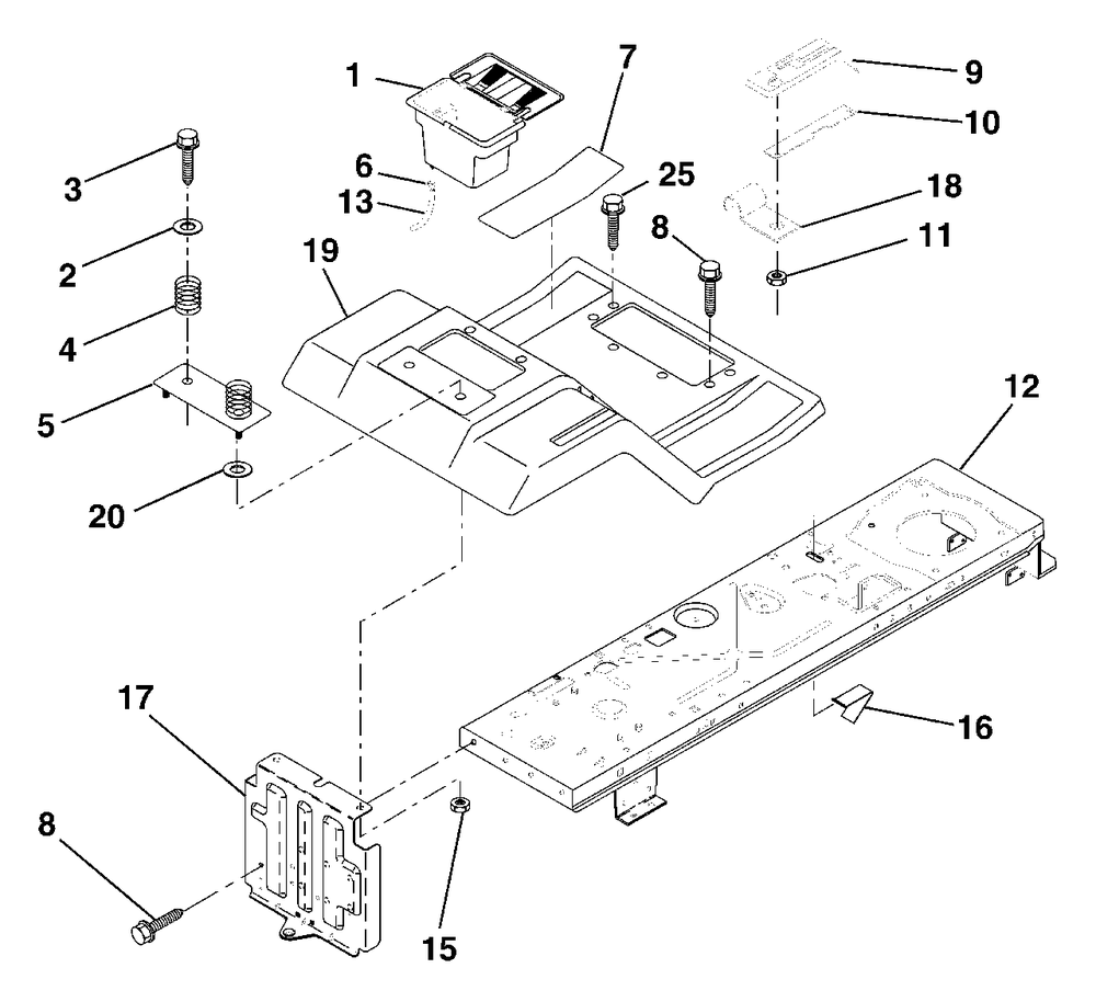 Fender/Chassis Diagram and Parts List for LT125 (954170001-B)(1996-10) Husqvarna Lawn Tractor