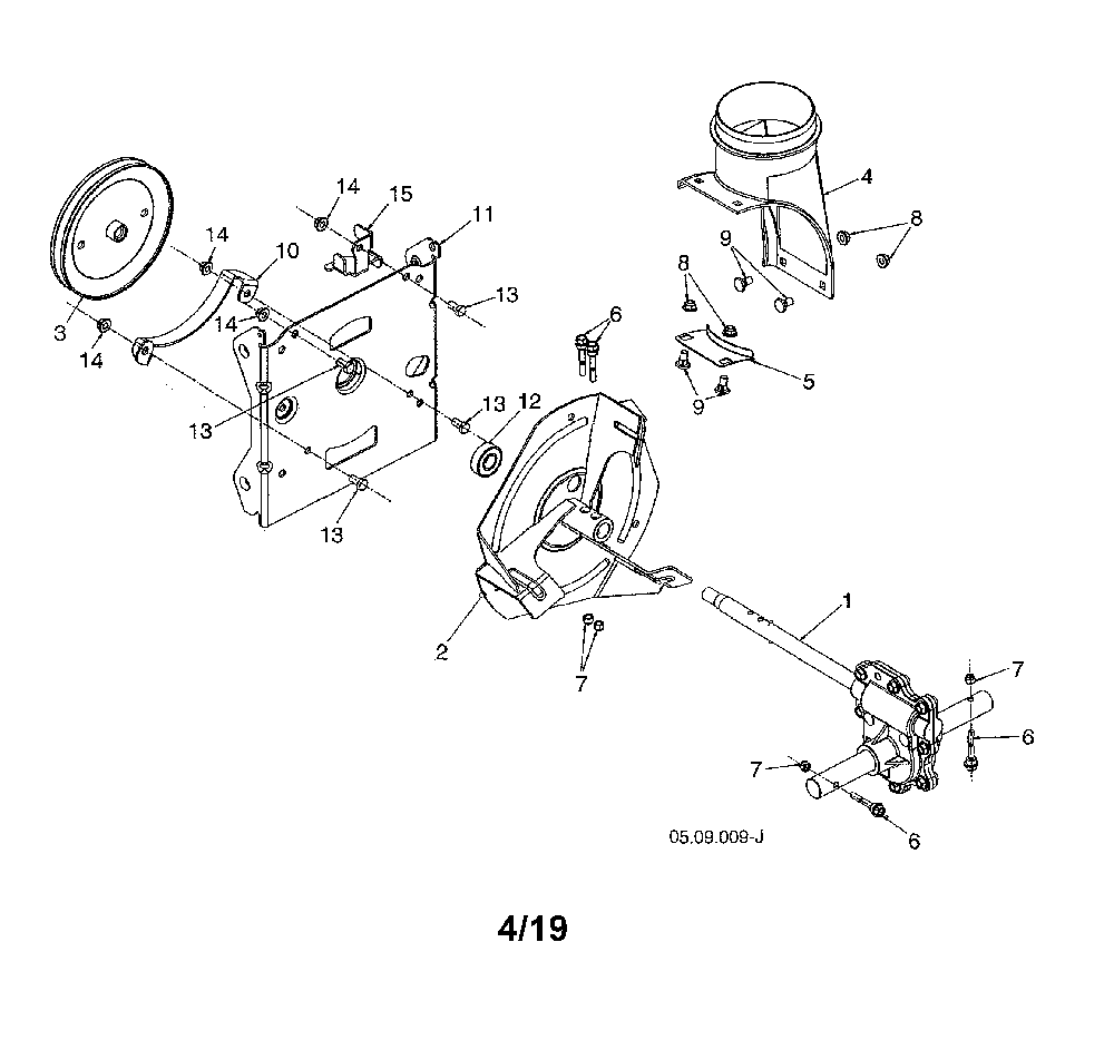 Gearbox/impeller Diagram and Parts List for 96193009703  Husqvarna Snow Blower