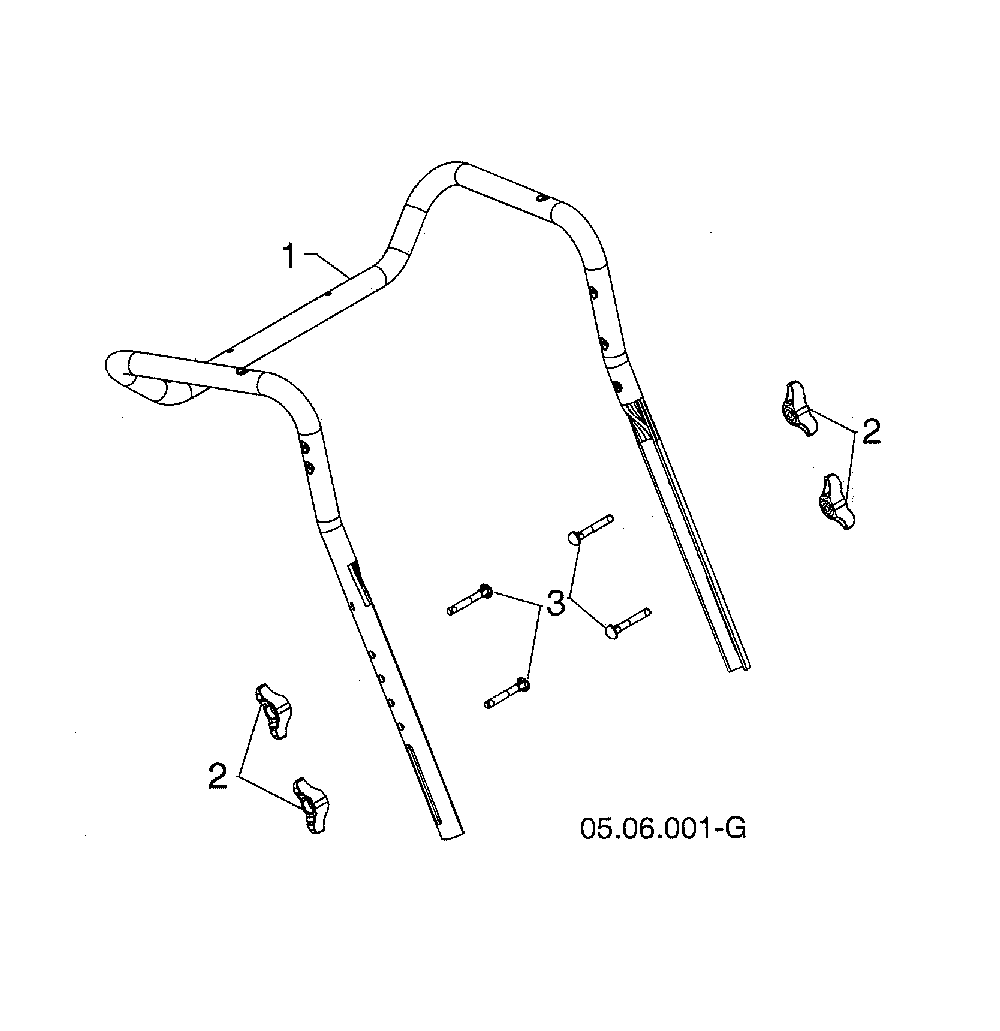Upper handle Diagram and Parts List for 96193009705  Husqvarna Snow Blower