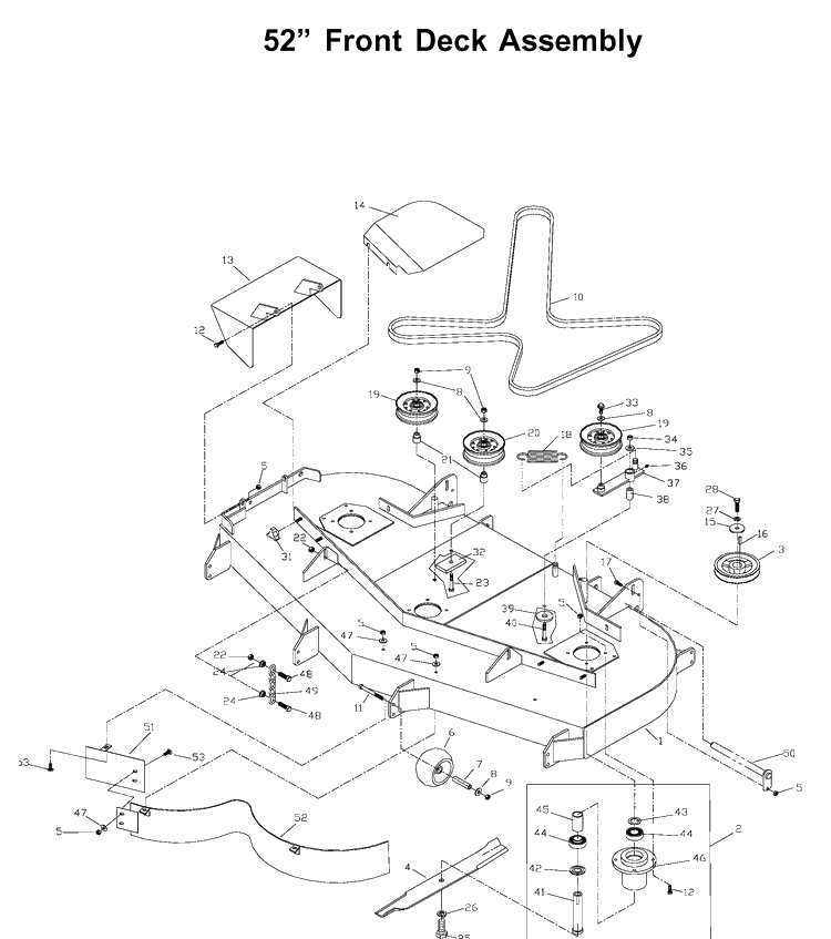 52 Inch/132cm Cutting Deck Diagram and Parts List for ZTH6123 (968999203)(2002-10) Husqvarna Lawn Mower