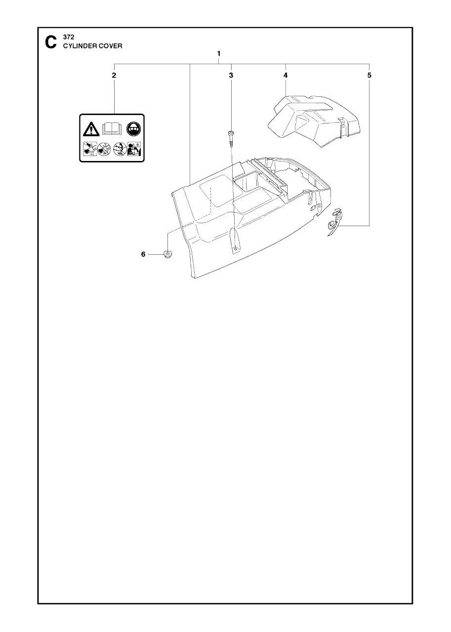 Cylinder Cover Diagram and Parts List for 372XP-XPG 20111800001 & Above Husqvarna Chainsaw