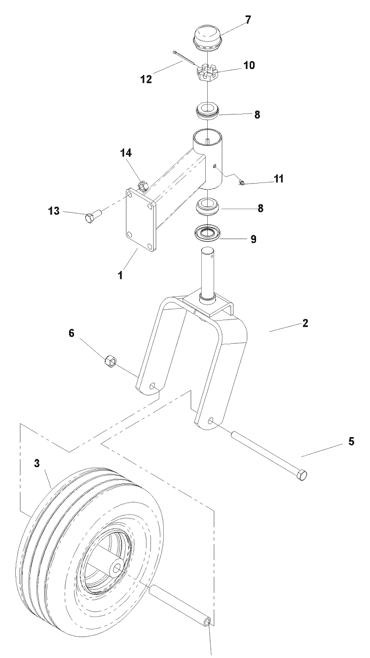 Caster Arm Diagram and Parts List for IZ6123KAA (968999235) S/N 033600000 & Up)(2004-09) Husqvarna Lawn Tractor