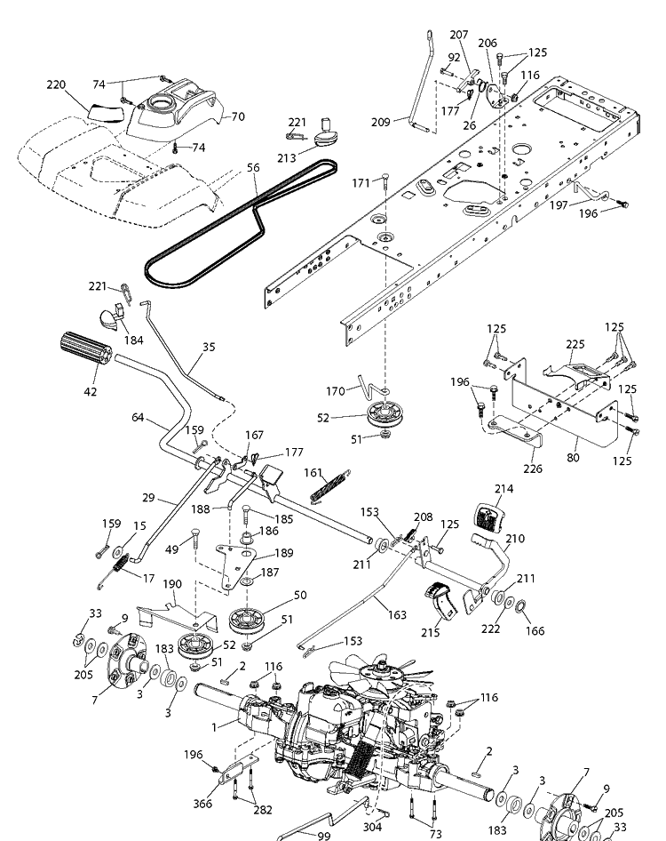 Drive Diagram and Parts List for TS348XD  Husqvarna Lawn Tractor