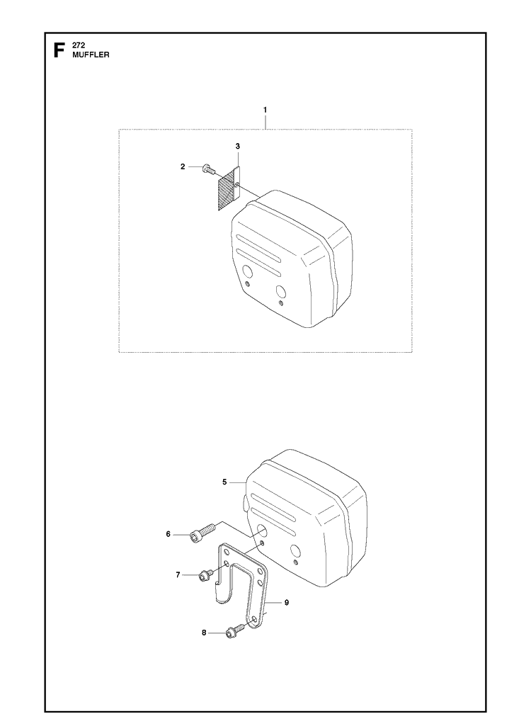 Muffler Diagram and Parts List for 272XP 20163200001-20173200000 Husqvarna Chainsaw