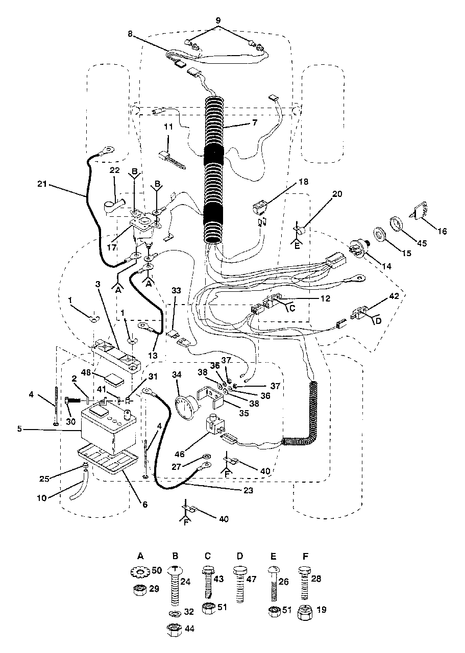 Electrical Diagram and Parts List for LT125 (954000332-D)(1991-10) Husqvarna Lawn Tractor