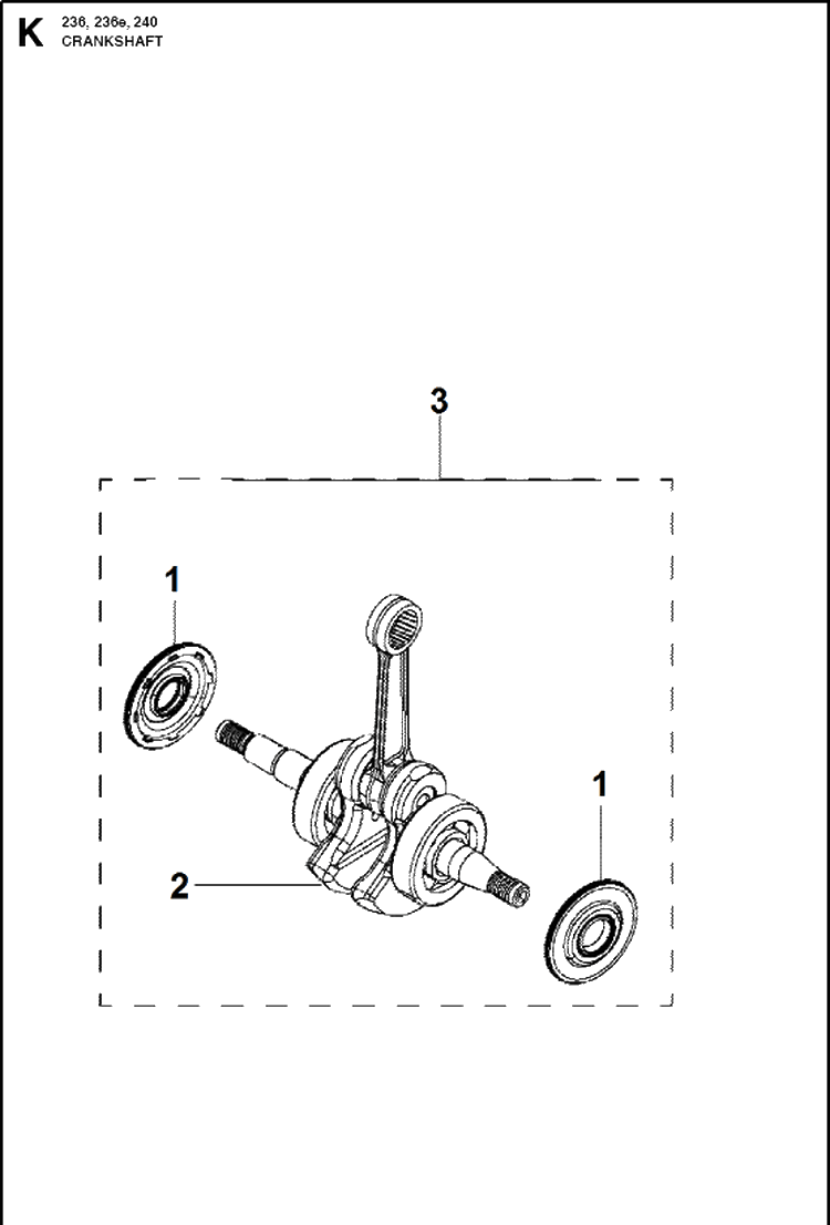 Crankshaft Diagram and Parts List for 236E (967326501)(20180500001-Current) Husqvarna Chainsaw