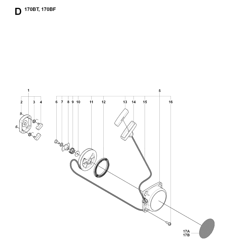Starter Diagram and Parts List for 170BT 20084000001-Current Husqvarna Leaf Blower / Vacuum