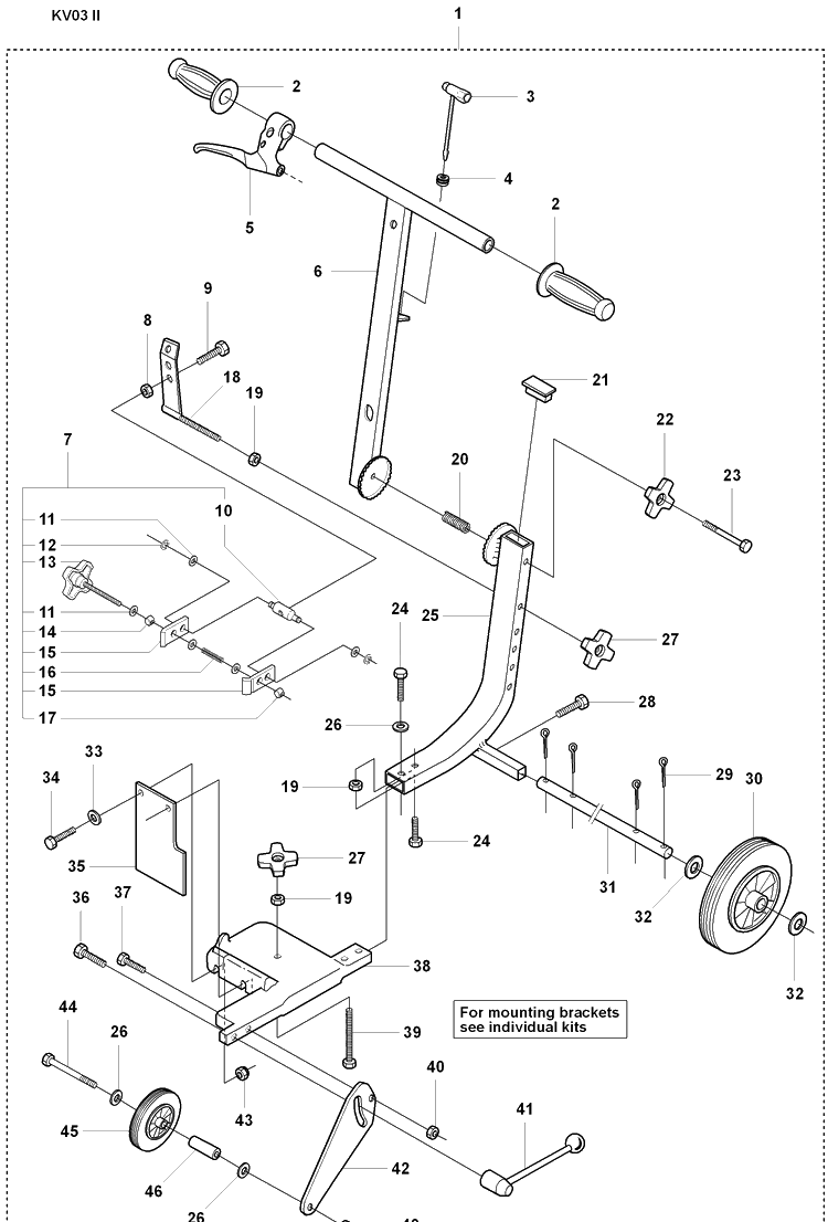 Cutting Trolley Diagram and Parts List for KV03 (K1250-371K-375K-3120K)(2007-01) Husqvarna Lawn Tractor Accessories