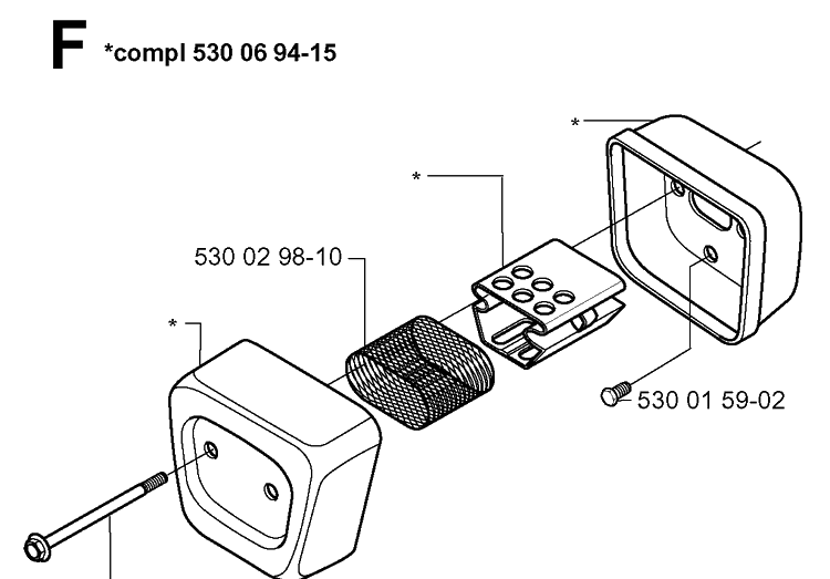 Muffler Diagram and Parts List for 141 20013500001-20030100000 Husqvarna Chainsaw