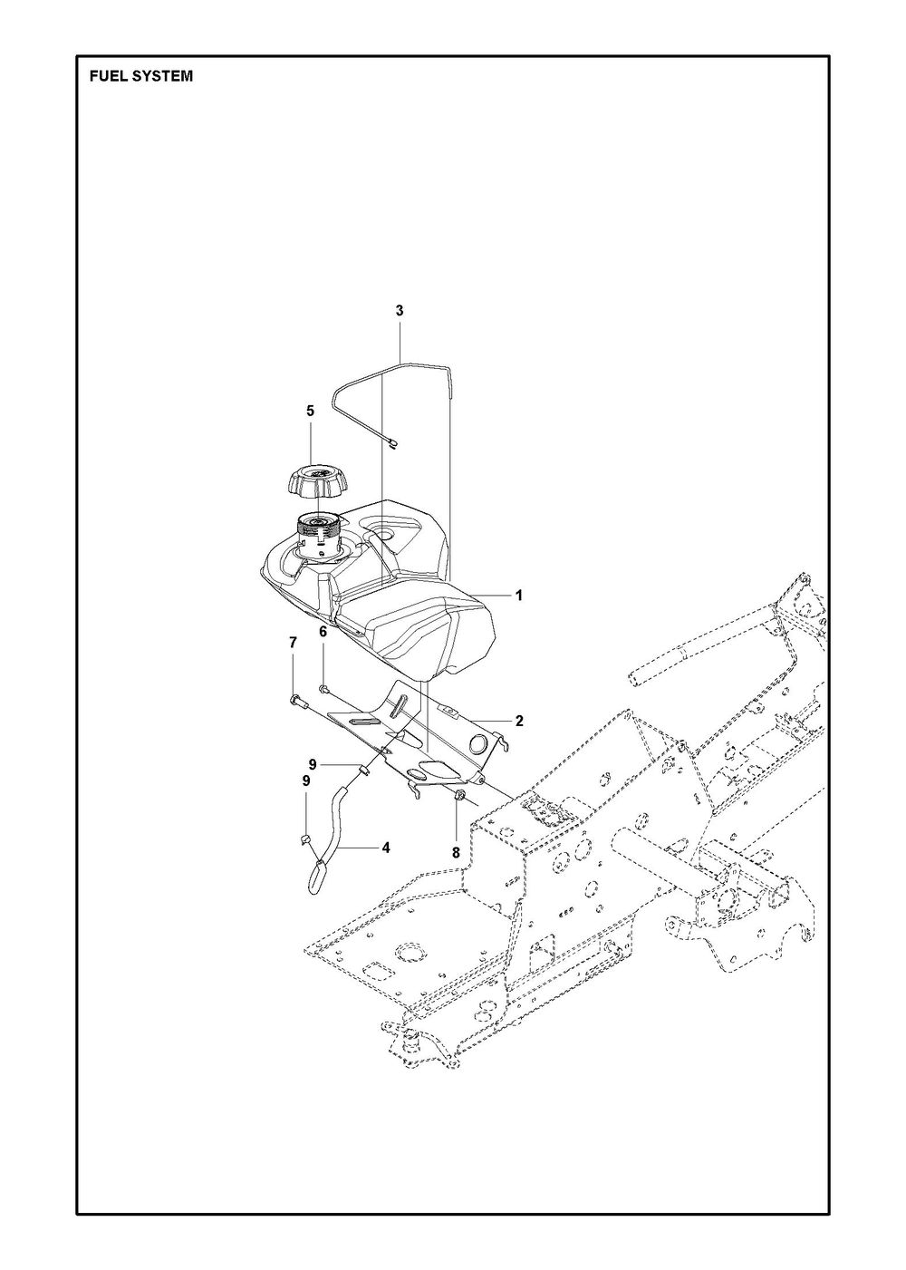 Fuel System Diagram and Parts List for R216TAWD2018-2021  Husqvarna Lawn Tractor
