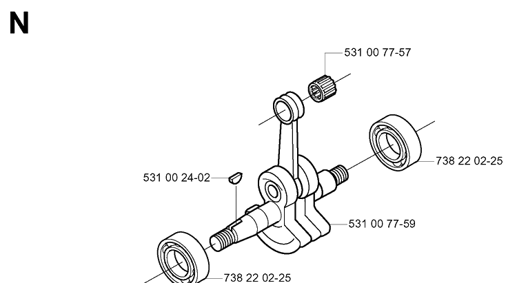 Crankshaft Diagram and Parts List for 143R 20054100001-20065299999 Husqvarna Brush Cutter