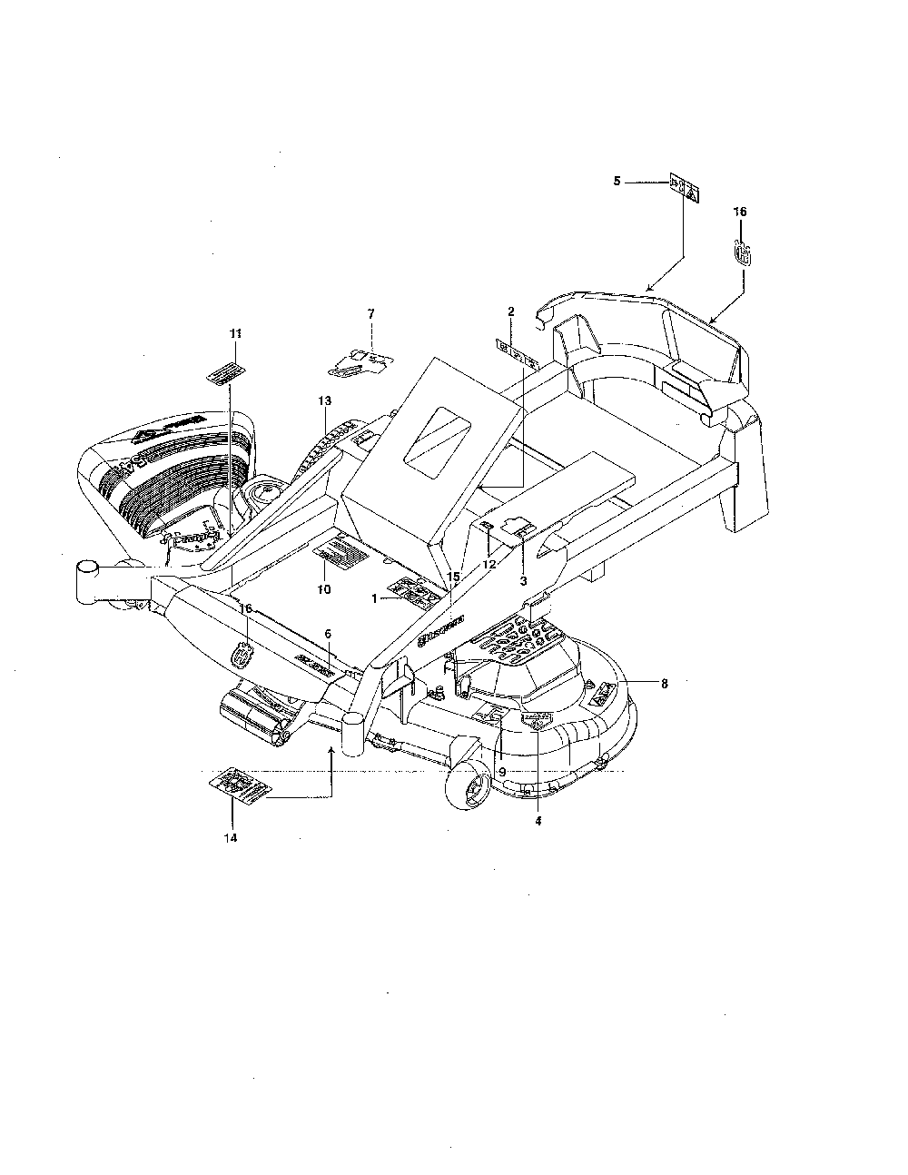 Decals Diagram and Parts List for MZ5425S 250212 Husqvarna Lawn Mower