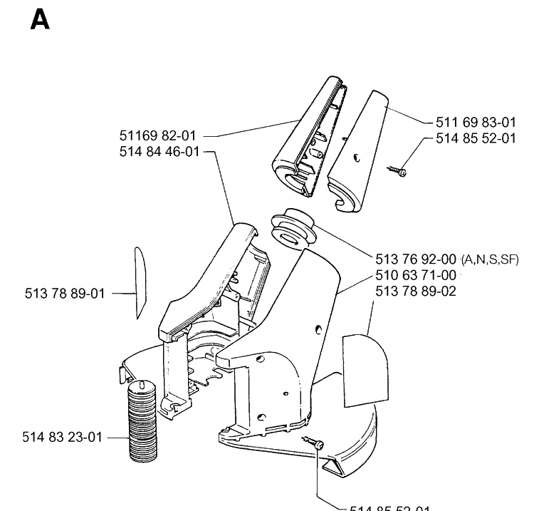 Cover Diagram and Parts List for 19900100001-19911800000  Husqvarna Trimmer