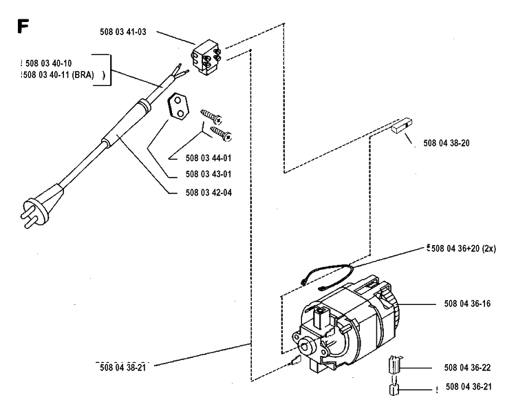 Electrical Diagram and Parts List for 16 19931800001-19954000000 Husqvarna Chainsaw