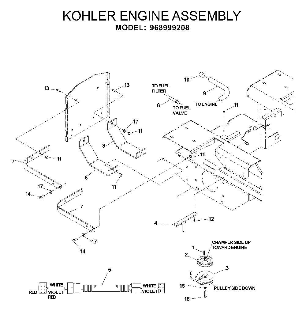 Engine Diagram and Parts List for IZ5223KOA (968999208)(2004-09) Husqvarna Lawn Tractor