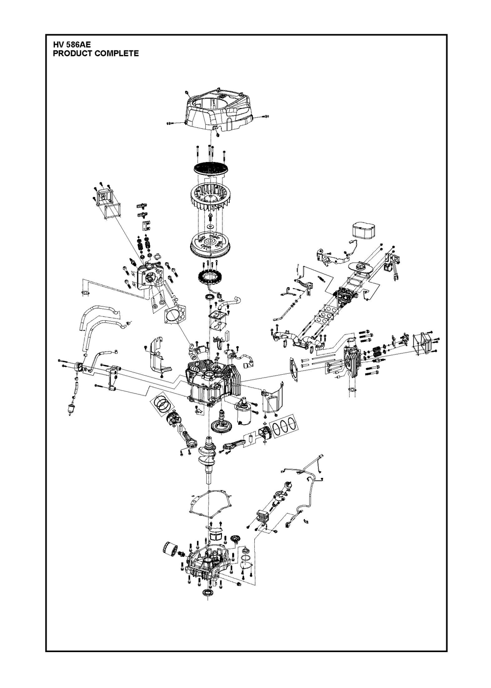 Complete Product Diagram and Parts List for HV586AE  Husqvarna Engine
