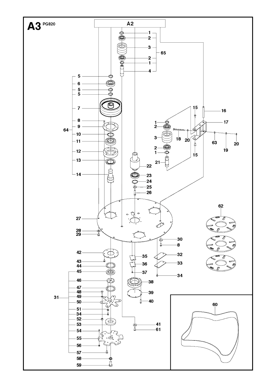 Grinder Diagram and Parts List for PG820 (0904-1 & Above)(2009-07) Husqvarna Sander Grinder