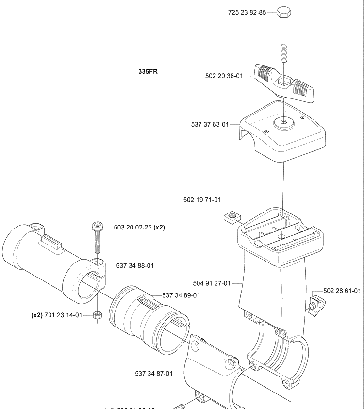Handle Bar Tower / 335fr Diagram and Parts List for 335FR 2008-09 Husqvarna Brush Cutter