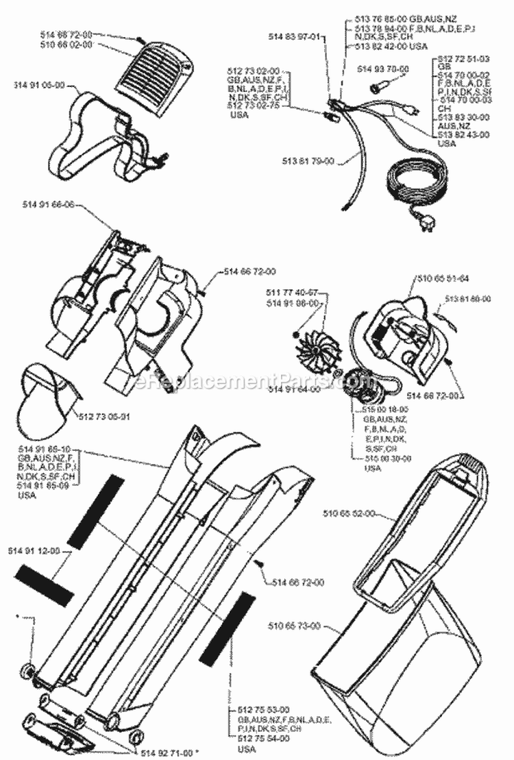 Page A Diagram and Parts List for BV650 1995-08 Husqvarna Leaf Blower / Vacuum